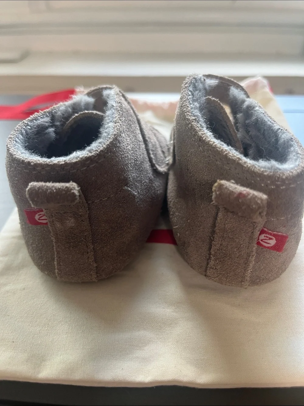 Zutano Gray Suede Fleece-Lined Baby Walkers